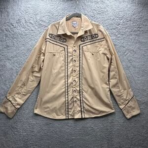 Ace of Diamonds XL Vintage Western Shirt‎ Embroidered Horseshoe Design Rodeo